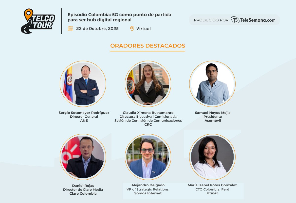 TeleSemana's tweet image. 📢 ¡Último llamado para embarcar, #Colombia nos espera!
Mañana, en el #TelcoTour2025 exploraremos cómo el país construye su camino para convertirse en el #HubDigital de la región.
Conoce a los🎙️ grandes oradores locales que nos guiarán en este viaje👉: telesemana.com/blog/webinar/t…
#5G