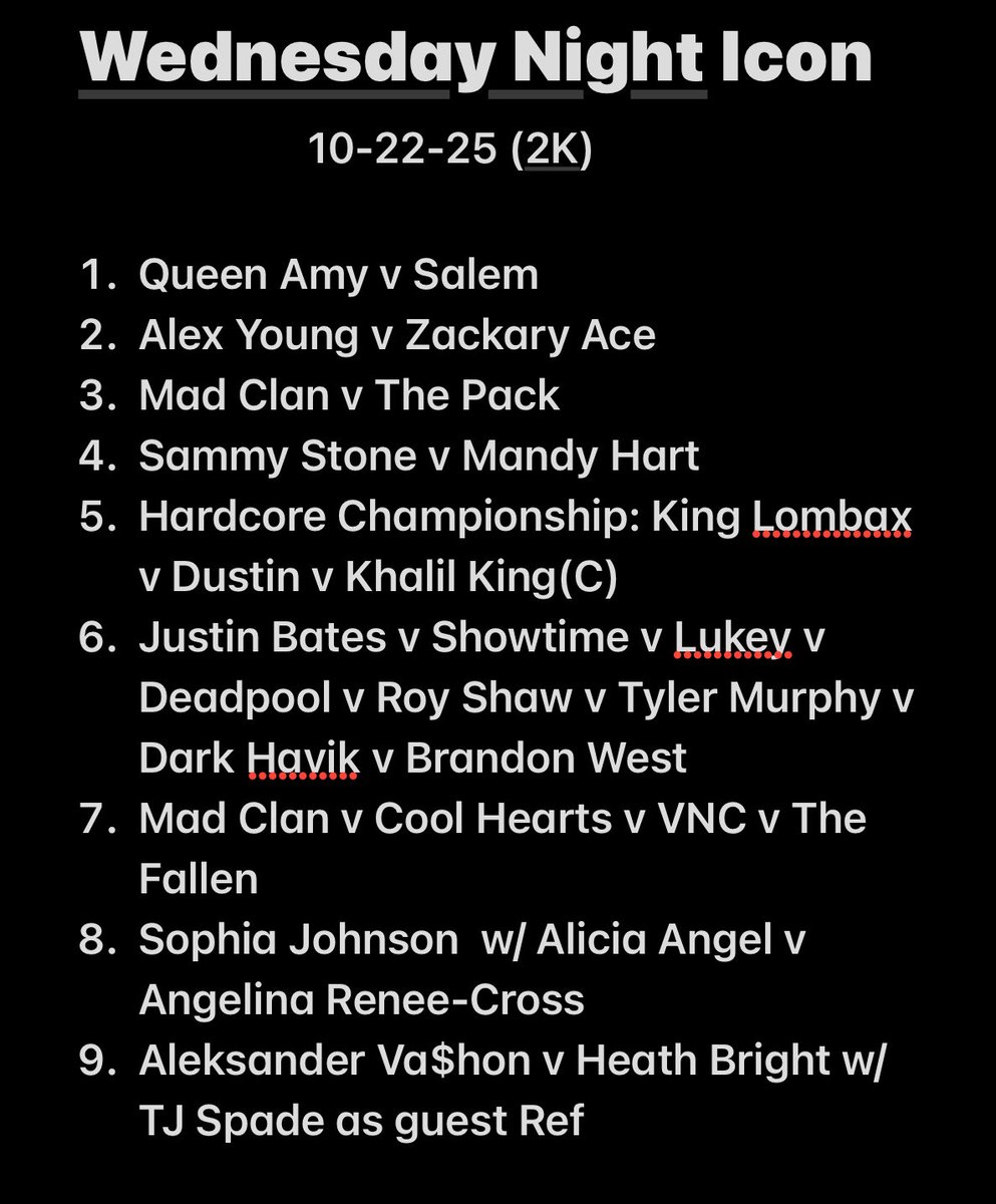 Revlation X (@revlation_x) on Twitter photo 7:05pm est
<a href="/Salemthestar2k/">Queen Salem</a> <a href="/Alexyoung4Eva/">Alex young</a> <a href="/Brisguy2742/">Mad Dog O’Mega</a> <a href="/LaceyMyersCaw/">Lacey Myers</a> <a href="/SammyStone91/">⚡️The Show - Sammy Stone⚡️</a> <a href="/Fear_ThePack/">The Multi-Time Tag Team Champions</a> <a href="/LAFinestKDJ/">Khalil “LA-Finest” King (KDJ)</a> <a href="/SilentHowl96/">Justin *Silent Howl* Bates</a> <a href="/Showtime_860/">#EgoRific</a> <a href="/LukeSmurfphyFTW/">🔥TheDip🔥</a> <a href="/Darkhavoc_revx/">Perry Freeman</a> <a href="/AllHeartAce/">“All Heart” Ace</a> <a href="/DJ_Rellik_Live/">Greg Ward</a> <a href="/AngelinaRenee2K/">Angelina Renee-Cross 🇮🇹🇺🇸🇮🇪</a> <a href="/LONGLIVEVASHON/">ALEKSANDER VA$HON</a> <a href="/HARDKORE_CHAOs/">Akai Avenu</a> <a href="/AOD_TJ_Spade/">“The Ace of Death” TJ Spade</a> 7:05pm est
<a href="/Salemthestar2k/">Queen Salem</a> <a href="/Alexyoung4Eva/">Alex young</a> <a href="/Brisguy2742/">Mad Dog O’Mega</a> <a href="/LaceyMyersCaw/">Lacey Myers</a> <a href="/SammyStone91/">⚡️The Show - Sammy Stone⚡️</a> <a href="/Fear_ThePack/">The Multi-Time Tag Team Champions</a> <a href="/LAFinestKDJ/">Khalil “LA-Finest” King (KDJ)</a> <a href="/SilentHowl96/">Justin *Silent Howl* Bates</a> <a href="/Showtime_860/">#EgoRific</a> <a href="/LukeSmurfphyFTW/">🔥TheDip🔥</a> <a href="/Darkhavoc_revx/">Perry Freeman</a> <a href="/AllHeartAce/">“All Heart” Ace</a> <a href="/DJ_Rellik_Live/">Greg Ward</a> <a href="/AngelinaRenee2K/">Angelina Renee-Cross 🇮🇹🇺🇸🇮🇪</a> <a href="/LONGLIVEVASHON/">ALEKSANDER VA$HON</a> <a href="/HARDKORE_CHAOs/">Akai Avenu</a> <a href="/AOD_TJ_Spade/">“The Ace of Death” TJ Spade</a>