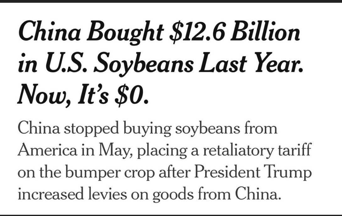 <a href="/RepBuddyCarter/">Buddy Carter</a> Trump’s tariffs will bankrupt US farmers..he answered by giving Argentina $40,000,000,000.00..Argentina the new supplier of soybeans to China..