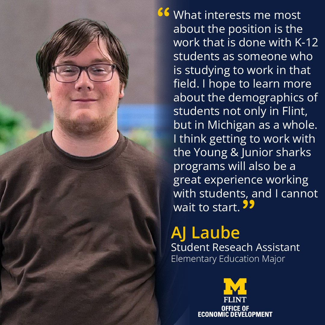 Welcome Andrew “AJ” Laube to our Economic Development Team as a student research assistant! 🎉 AJ is passionate about K-12 education &amp; student demographics in Flint &amp; Michigan. Connect with us: pnas@umich.edu 
<a href="/UMFlint/">University of Michigan-Flint</a> #Education #EconomicDevelopment #student