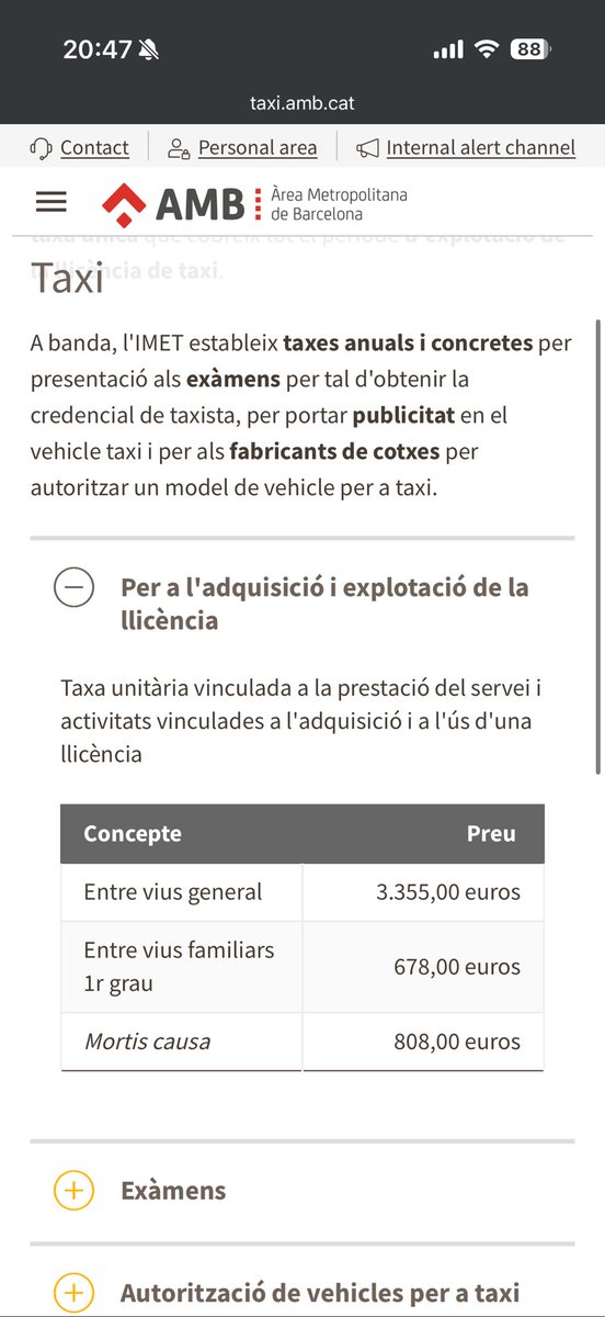 Del tema d’Uber i el sector del taxi em sorprèn que cap periodista pregunti al Tito Alvárez que opina que es trafiqui amb una llicència de taxi a molts milers d’euros quan el preu públic és de 3.355€ (i amb vehicle 7.352€ i el cost del vehicle)