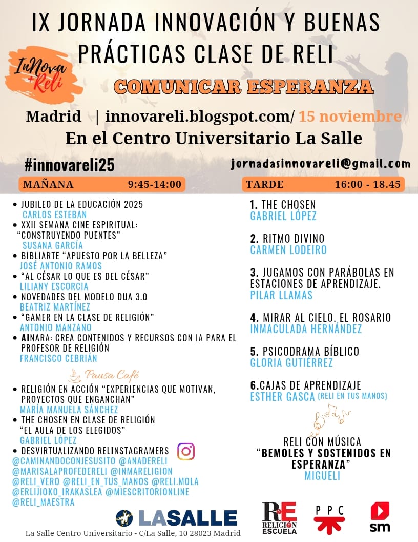 ¡Ya queda menos! Vuelven las jornadas #innovareli25 de buenas prácticas #clasedereli el 15 de noviembre. Preinscripción del 3 al 7 de noviembre en el blog #innovareli: innovareli.blogspot.com/2025/10/comuni…