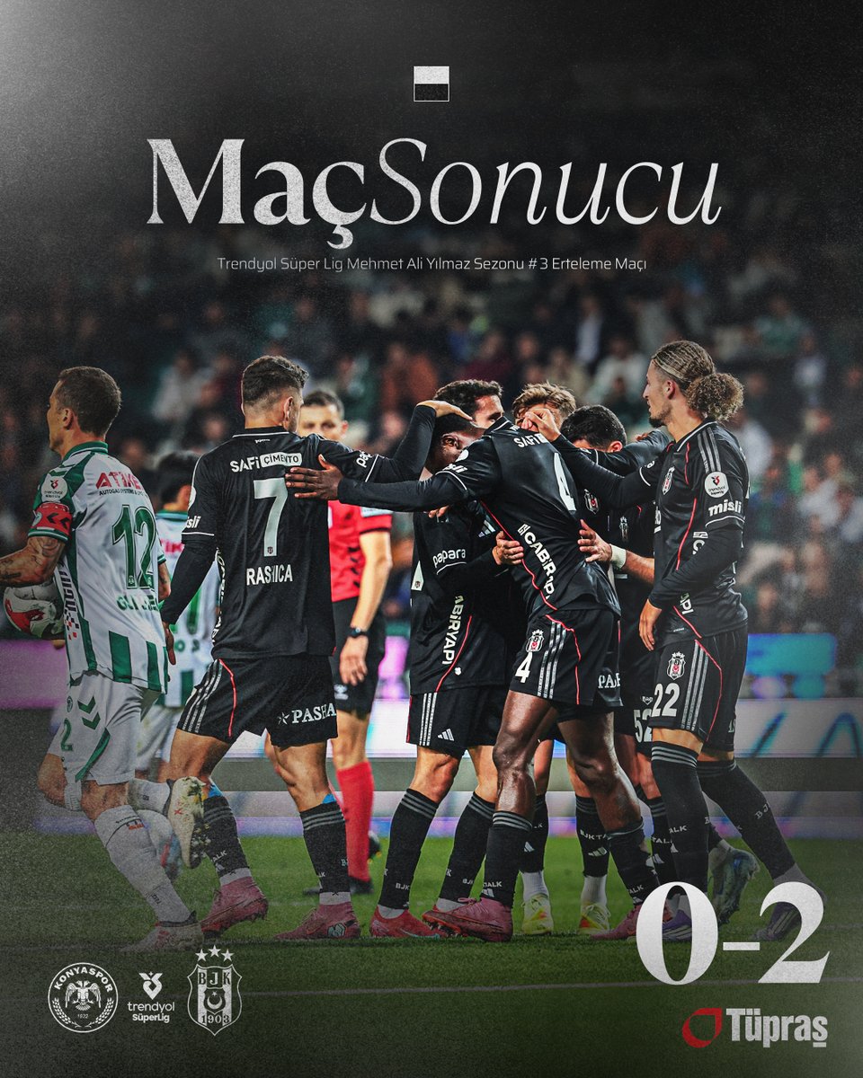 Konya deplasmanında 3 puan bizim. 💪

Tümosan Konyaspor 0-2 Beşiktaş

#BurasıBeşiktaş 

<a href="/tupras/">Tüpraş</a>
