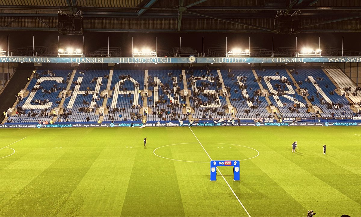 robstaton's tweet image. Hillsborough, virtually empty in the North Stand and Kop, as Sheffield Wednesday fans boycott the game against Middlesbrough in protest of owner Dejphon Chansiri #SWFC