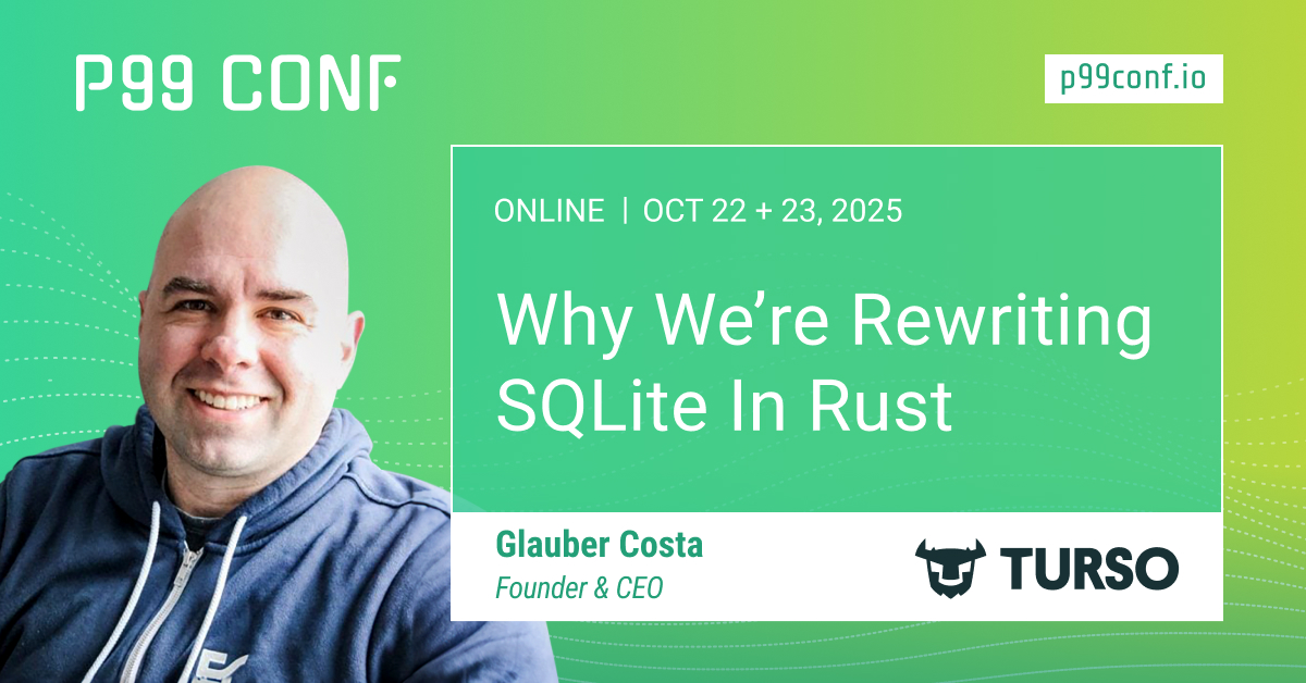 P99CONF's tweet image. Why rewrite SQLite in #Rustlang? In 15 minutes, @Tursodatabase's @glcst explains what led them down this path and how a reimagining of this iconic database can lead to performance improvements of over 500x. You can still join this session here &gt; ow.ly/lZXt50XglLw
#ScyllaDB