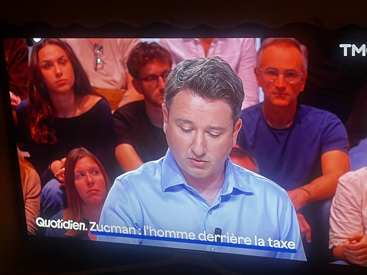 Gabriel Zucman à son rond de serviette chez <a href="/Qofficiel/">Quotidien</a> 
Au cas où on n’aurait pas compris lors de ses précédents passages , ils nous ressort ses vieilles lunes 
<a href="/YannBarths1/">Yann Barthès</a> : on pourrait lui proposer un poste d’humoriste hebdomadaire