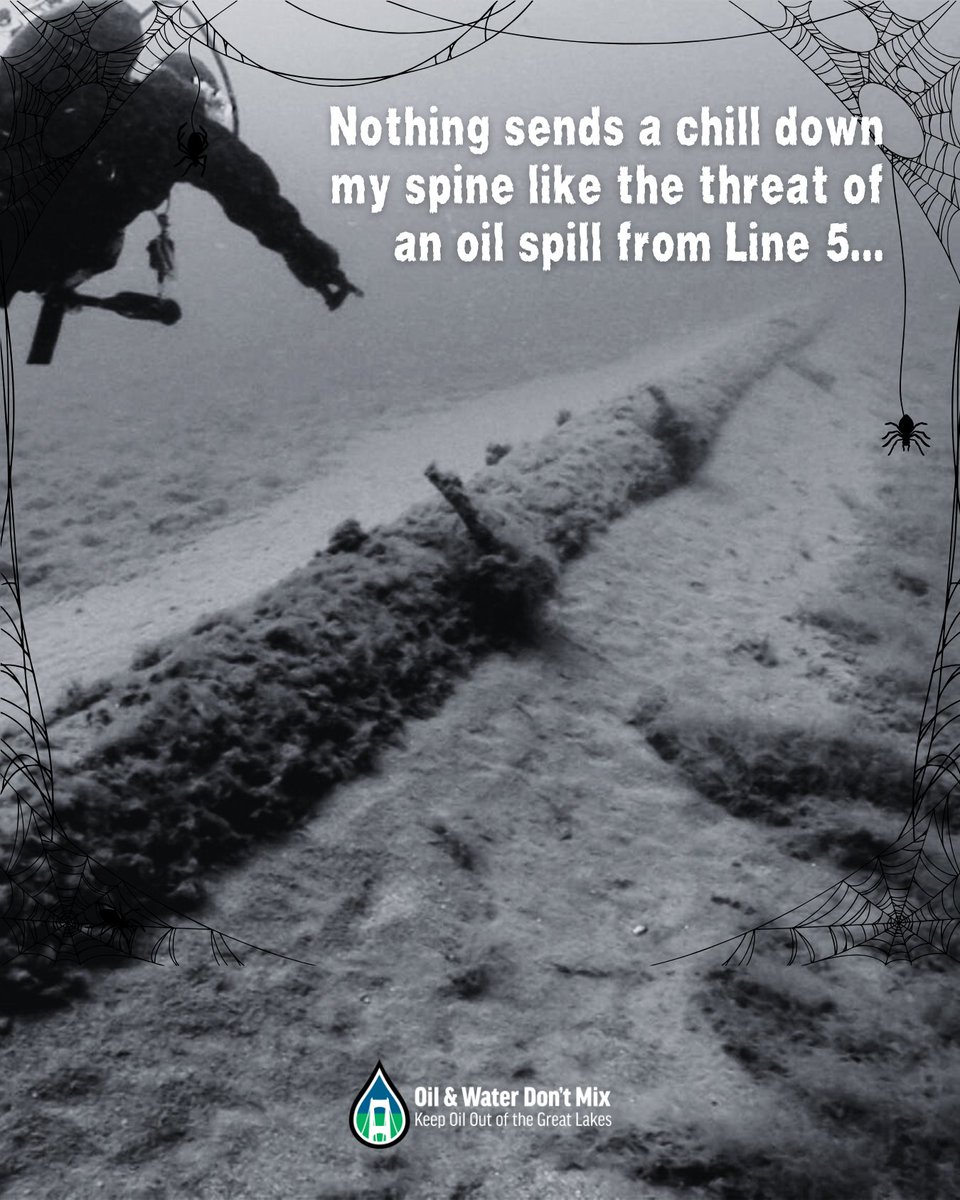 OilWaterDntMix's tweet image. Is Line 5 the real lake monster this Halloween? 🎃 With the threat of an oil spill haunting the Great Lakes, it&apos;s like a horror story - but we have the power to shut it down.

Don&apos;t let an environmental nightmare unfold.

Learn more and join the fight. 

#ShutDownLine5