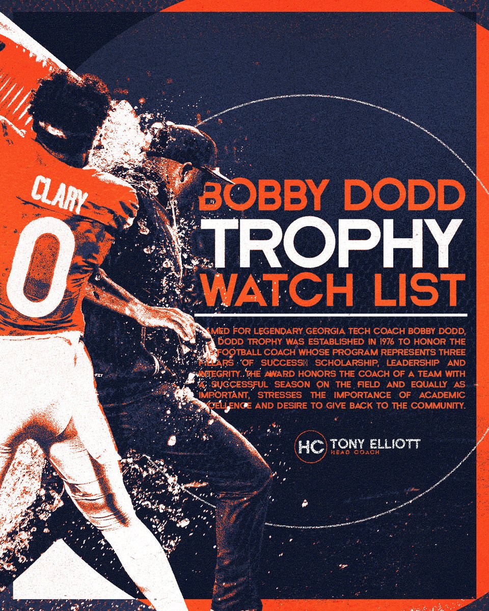 Head Coach Tony Elliott has been named to the <a href="/thedoddtrophy/">The Dodd Trophy</a> Midseason Watch List 🫡

#GoHoos 🔶⚔️🔷