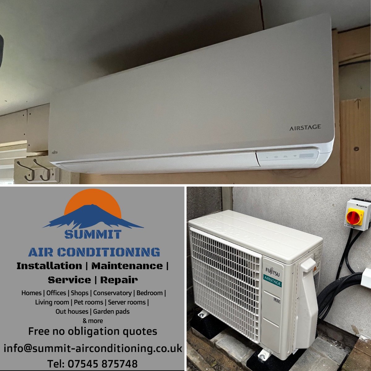 Today’s Air Conditioning Installation. A single split system for our customers home gym. Providing them with a temperature controlled space allowing them to heat or cool the area as they wish. 
Visit our website to see more and get in touch: summit-airconditioning.co.uk
