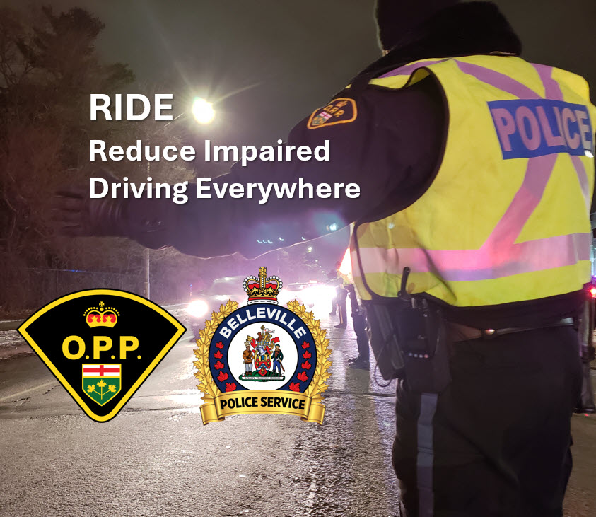 Quinte West OPP, Belleville Police Service, Central Hastings OPP, Prince Edward County OPP and members of the OPP Highway Safety Division will be conducting Focused Patrols in various areas of the region to combat impaired driving.

Focused Patrol uses analytical data to