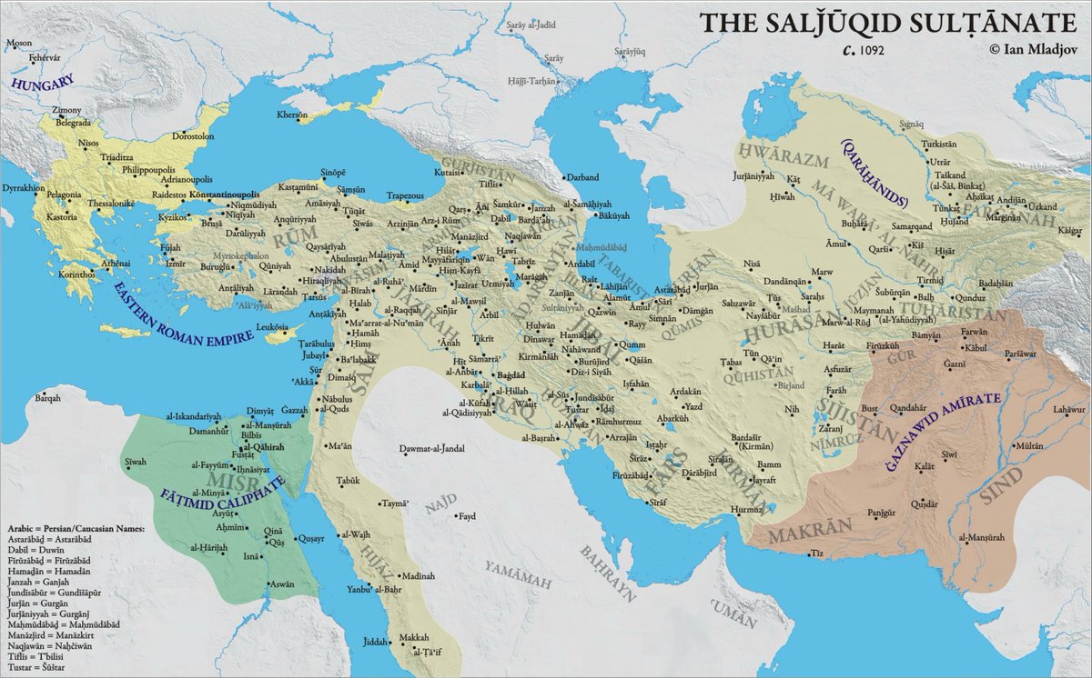 📜 1092'de Selçuklu Haritası: Roma kapılarından Hint diyarına kadar bir cihan devleti...  

Sultan Melikşah döneminde, Selçuklu sancağı Akdeniz'de dalgalanıyor, Horasan'da hüküm sürüyordu.