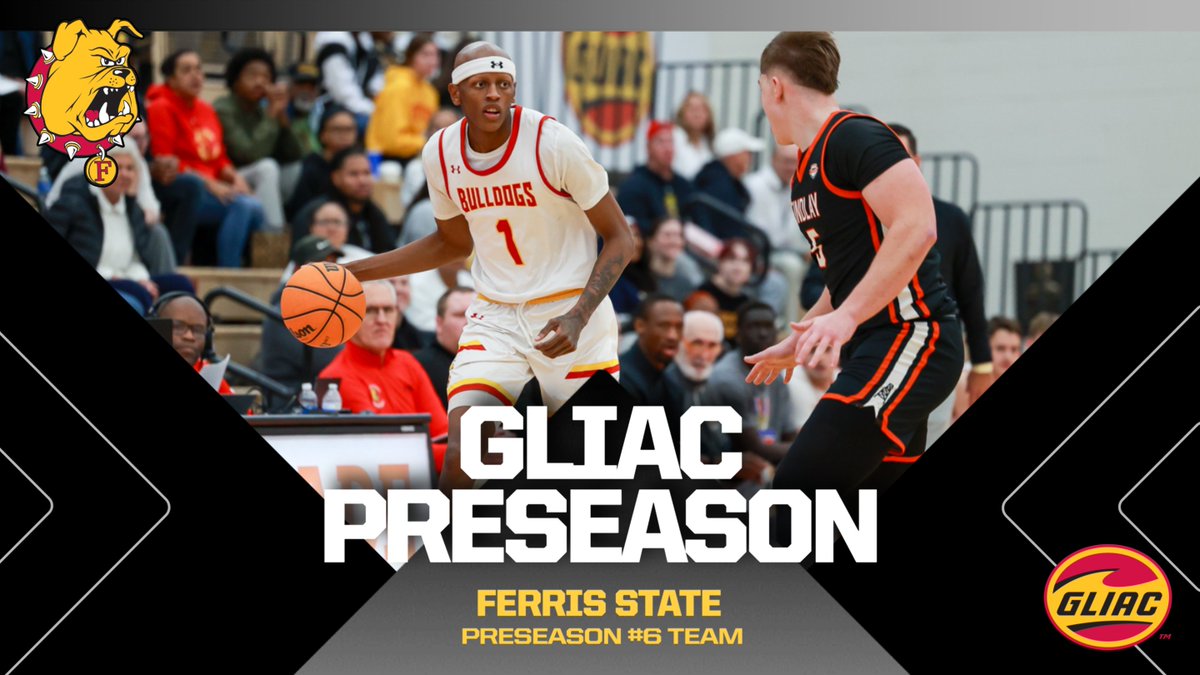 PRESEASON POLL - Ferris State men's basketball picked to finish sixth in GLIAC Preseason Coaches Poll. FSU hosts Calvin in exhibition play on Oct. 29 at 7 pm inside Wink Arena! tinyurl.com/2t7xvvsu <a href="/FerrisMBBALL/">Ferris M Basketball</a>