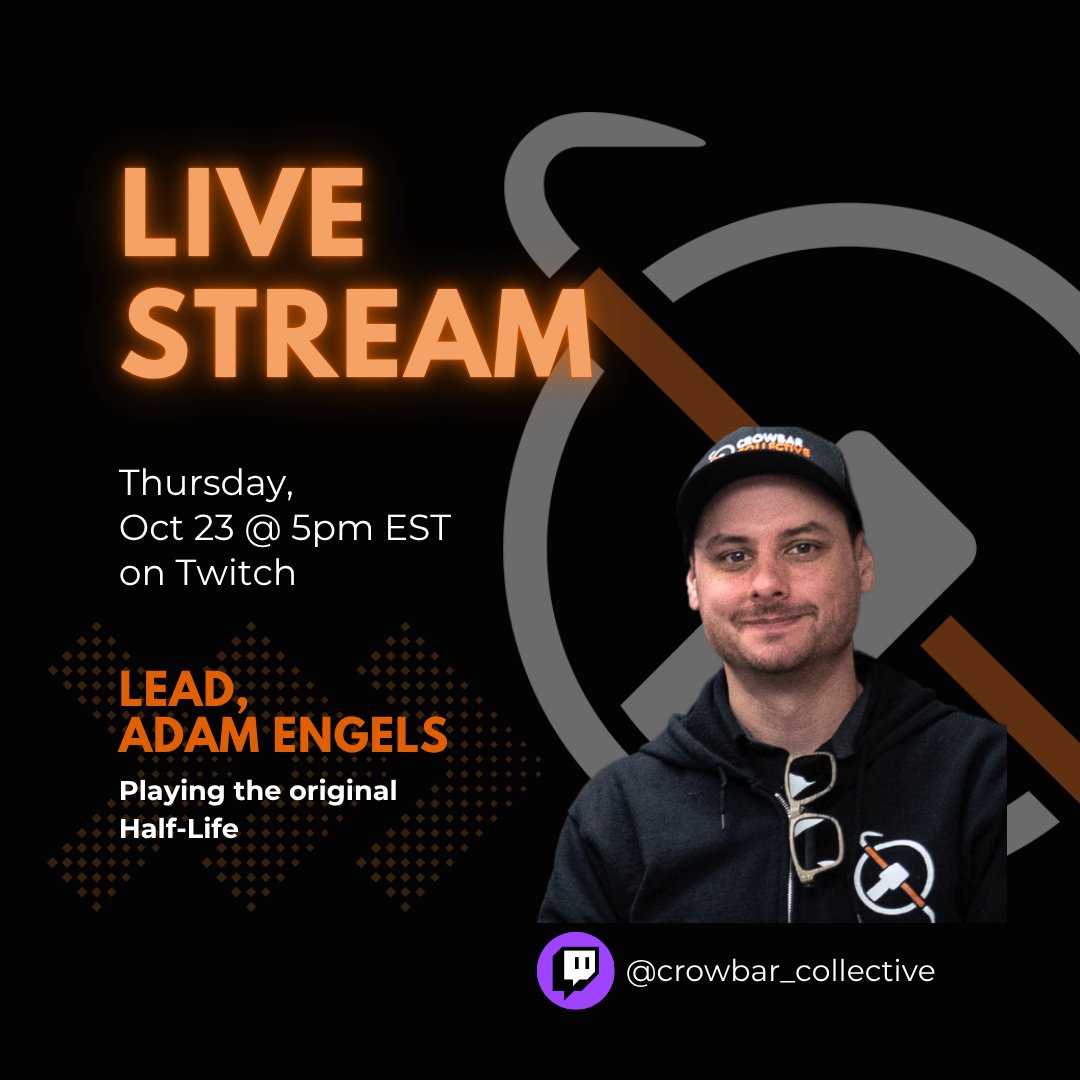 Black Mesa (@blackmesadevs) on Twitter photo Adam goes LIVE Thurs, Oct 23 at 5pm EST finishing his Half-Life playthrough! Discussing what we changed in Black Mesa with dev stories & design insights. Plus we'll be giving away keys for Abiotic Factor, Black Mesa, and more!
See you in chat!
Link here: twitch.tv/crowbar_collec… Adam goes LIVE Thurs, Oct 23 at 5pm EST finishing his Half-Life playthrough! Discussing what we changed in Black Mesa with dev stories & design insights. Plus we'll be giving away keys for Abiotic Factor, Black Mesa, and more!
See you in chat!
Link here: twitch.tv/crowbar_collec…