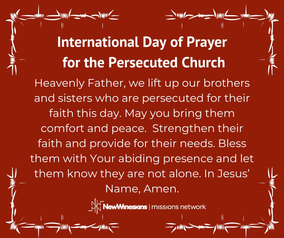 newwineskins's tweet image. Join us in prayer as we celebrate International Day of Prayer for the Persecuted Church! #newwineskins #PrayForThePersecuted #PersecutedChristians #persecutedchurch #anglican #anglicancommunion #anglicanchurch #acna