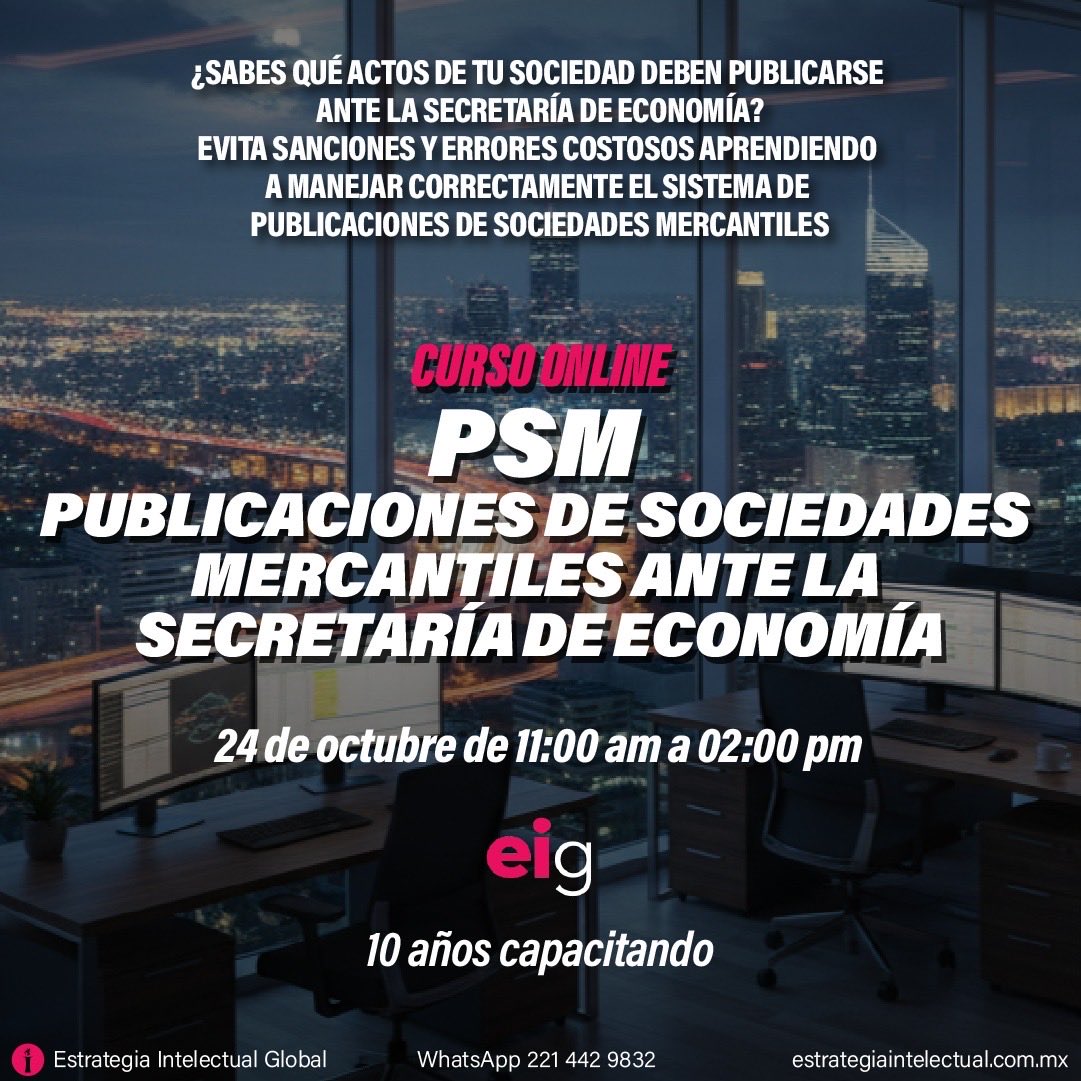 CONTADORFELIX's tweet photo. ⚠️ PSM Curso en línea!!
Publicaciones obligatorias que toda sociedad mercantil debe realizar en el sistema electrónico de la @SE_mx!! 
Viernes 24 de Octubre de 11 am a 2 pm!!
WhatsApp 2214429832 - 2222381452 https://t.co/d54nDMvMst