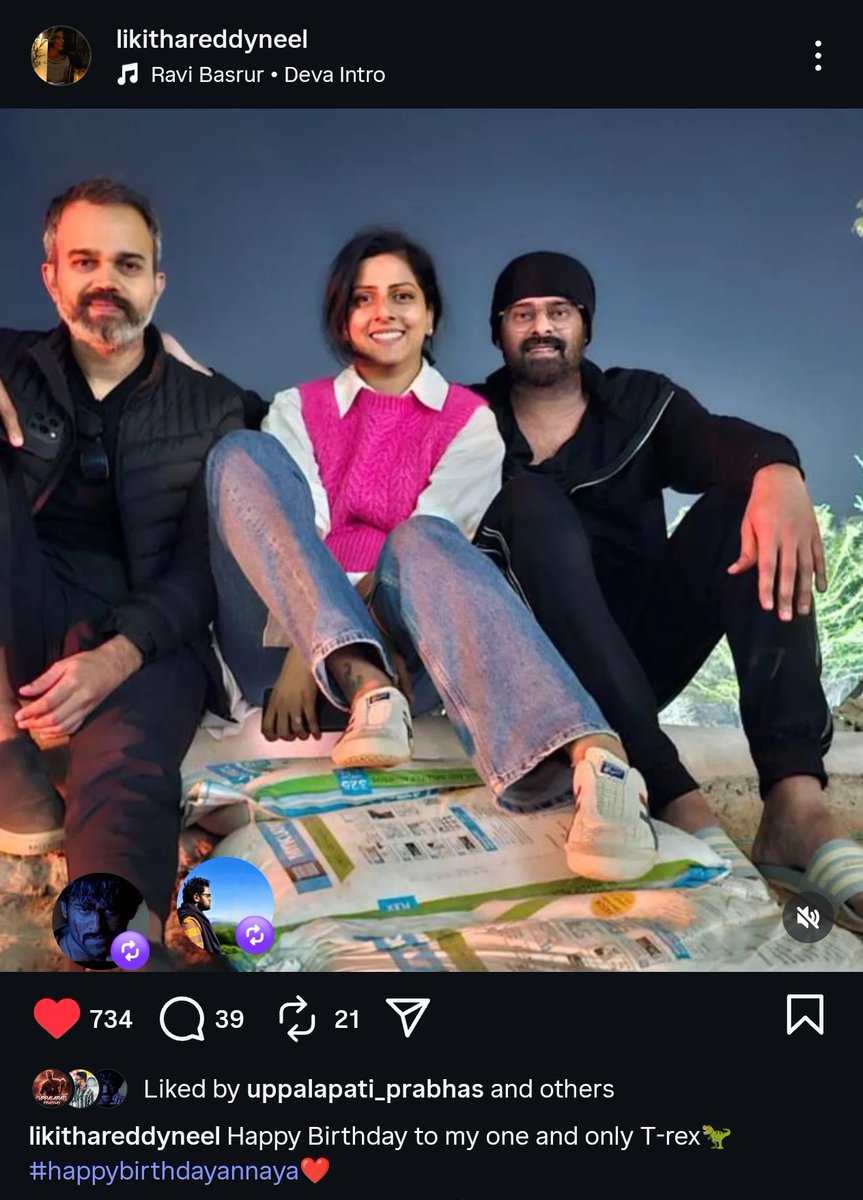 "Happy Birthday to my one and only T-REX" 🦖🥵🔥🌋🛐🛐🛐 

~ #PrashanthNeel's Wife Likitha Reddy🥰❤️ #Salaar2 #HappyBirthdayPRABHAS