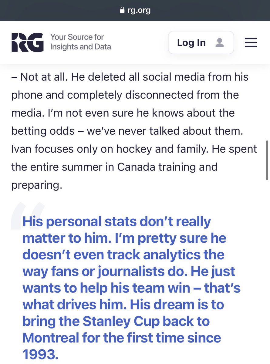 NHL agent Dan Milstein on Habs rookie Ivan Demidov:

“He just wants to help his team win - that’s what drives him. His dream is to bring the Stanley Cup back to Montreal for the first time since 1993.”

👇👇👇