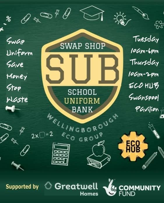 wellyeco's tweet image. Come to SWAP, SUB &amp;amp; SHARE, stay for FUN, FOOD &amp;amp; DRINKS this Thursday!

ECO HUB Swanspool Pavilion, 10-2

🟡 Happy Café
🟢 Food Sharers
🔴 FREE multi-vitamins
🔵 Wellingborough Swap Shop
🟣 School Uniform Bank
⚫️ FREE PAT Tests

wellingboroughecogroup.org.uk/eco/hub/ #swapshop #foodreuse #eco
