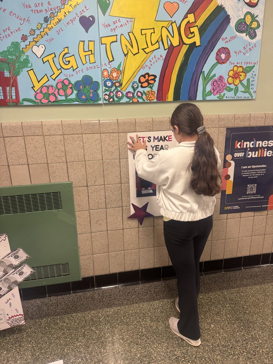 PS191Q's tweet photo. Our P.S. 191 Student Council nominees are campaigning for the upcoming Student Council Assembly and elections! 🗳️ Good luck to all our amazing candidates! #PS191 #StudentCouncil #LeadershipInAction ⚡️💙🇺🇸 @D26Team https://t.co/hYkuGw33Cs