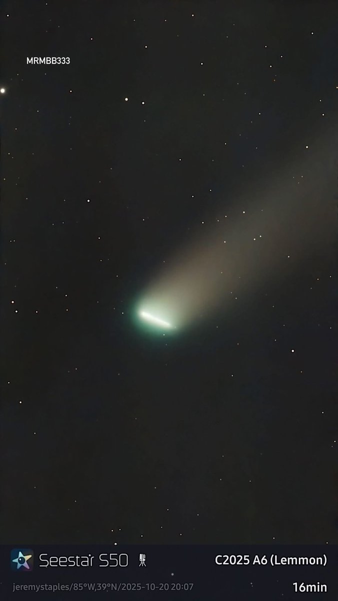 MrMBB333's tweet image. Comet Lemmon (C/2025 A6) —
A breathtaking burst of light as it passed near Earth.
The timing… unreal. ☄️

Photo by Jeremy Staples

#MrMBB333 #CometLemmon #SpaceWatch