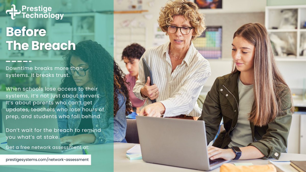 PrestigeTechSys's tweet image. Before the Breach ⏳

Downtime breaks more than systems—it breaks trust.
When schools go offline, parents lose updates, teachers lose time, students fall behind.

We design failover + compliance by default.

🛡 Free network assessment: prestigesystems.com/network-assess…