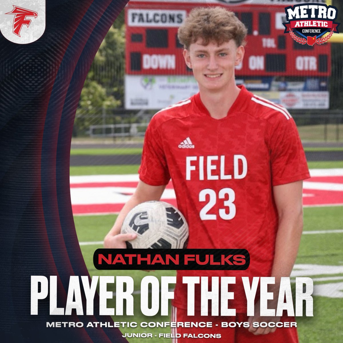 Congratulations to the All-MAC award winners for Boys Soccer! Field Junior Nathan Fulks earned Player of the Year, helping lead the Field Falcons to the MAC title.
<a href="/FieldBSOC/">Field Boys Soccer</a>