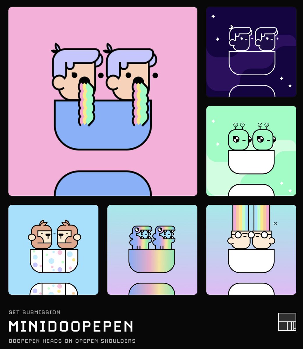 Maximill15's tweet image. MiniDooPepen set has been submitted. A dynamic set using the opepen shapes to create doodles like characters heads, placed on the shoulders of opepen.