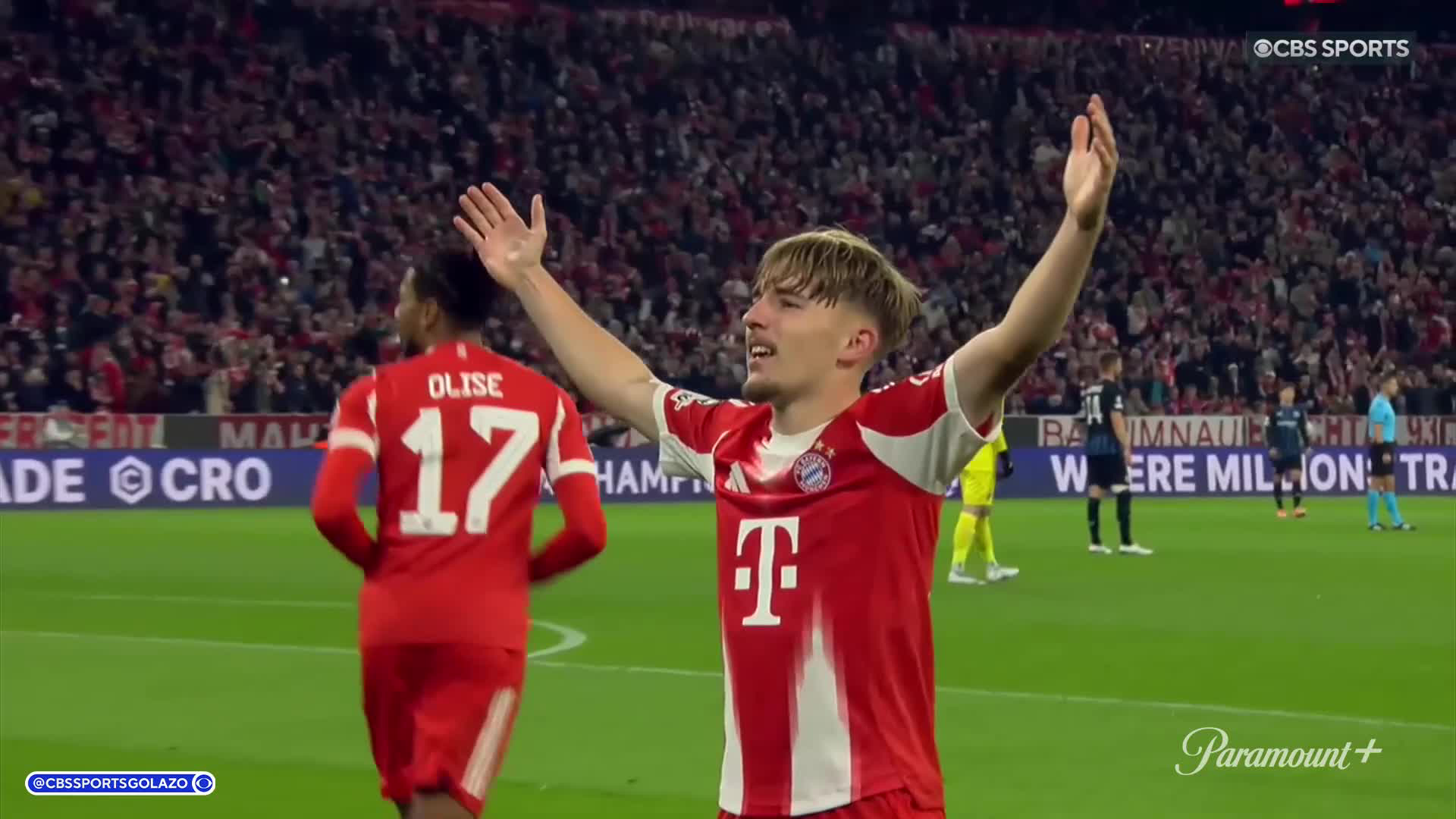 Lennart Karl that is brilliant 👏The 17-year-old scores a sensational opener for Bayern Munich on his first #UCL start 🤯