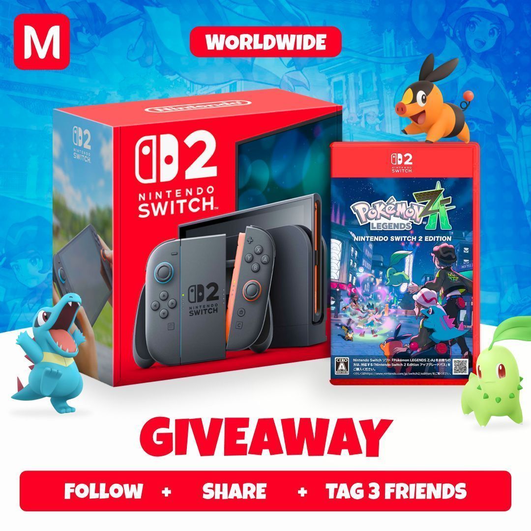 GIVEAWAY ALERT 

Win Nintendo Switch 2 (International Version) &amp; Pokémon Legends: Z-A Switch 2 Edition! 

How To Enter:
- Follow us
- Share this post
- Tag 3 friends in the comments

- Important Notice:
To claim your prize, please contact us.
We never send direct messages to