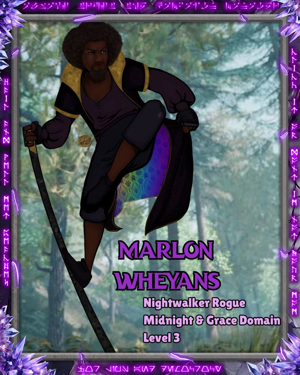 BonusActionRPG's tweet photo. New Art Drop Day 2!

🌙 Marlon Wheyans – Level 3 Nightwalker Rogue
Midnight &amp; Grace Domain
Played by Ja-Ron Young

@breawilldraw returns with new art for our stealthiest boy

More art drops tomorrow, and Ep 4 of Bonus Action premieres Monday at 8 PM EST!

#daggerheart #actualplay https://t.co/cA1wspI42J