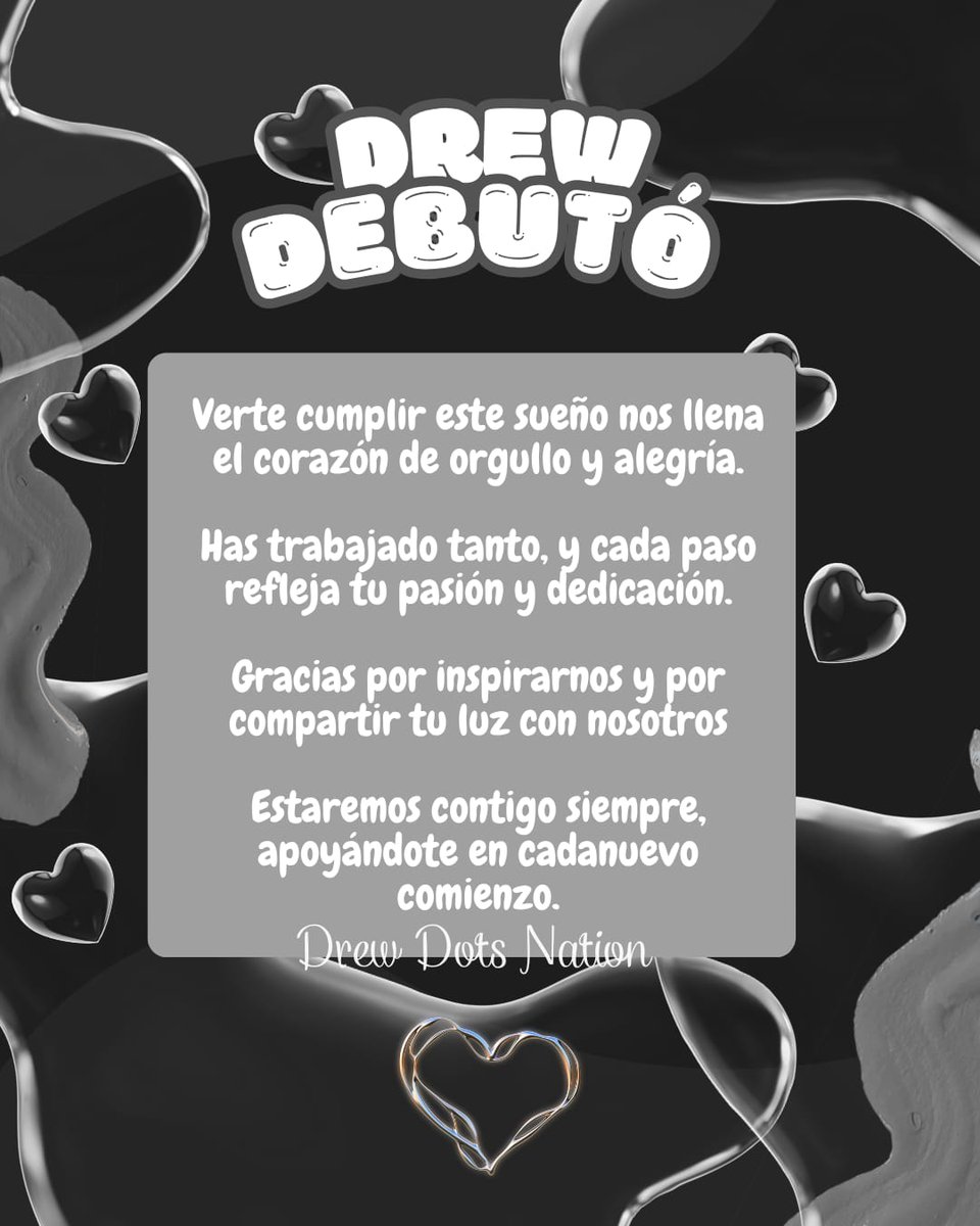 drewdebutt's tweet photo. Felicidades por tu debut, Drew 💛✨

Nos llena de orgullo verte cumplir este sueño. Gracias por inspirarnos con tu talento y tu corazón siempre vamos a apoyarte, pase lo que pase

#AlwaysWithYouDrew #ProudOfYouDrew #DrewDebutDay #WithLoveForDrew
#DrewDots https://t.co/IDqWFA2yRj