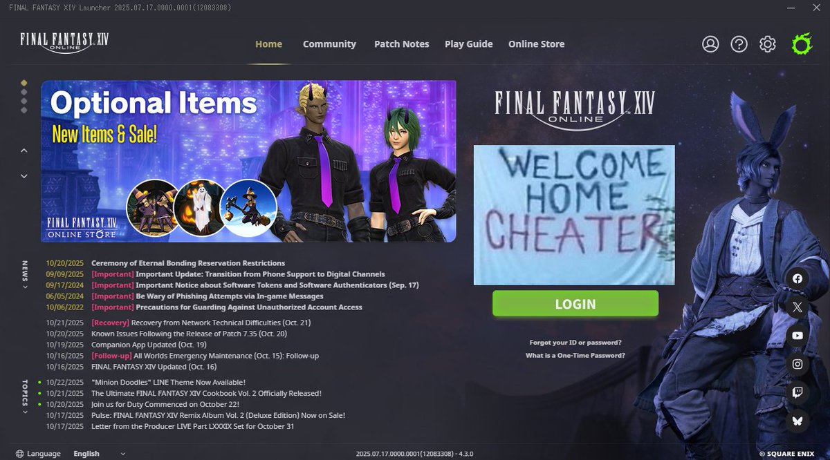 Justalizzer's tweet image. i havent played XIV in 2 weeks bc ive been playing Guild Wars 2... why does my login screen look like this bruh😭
