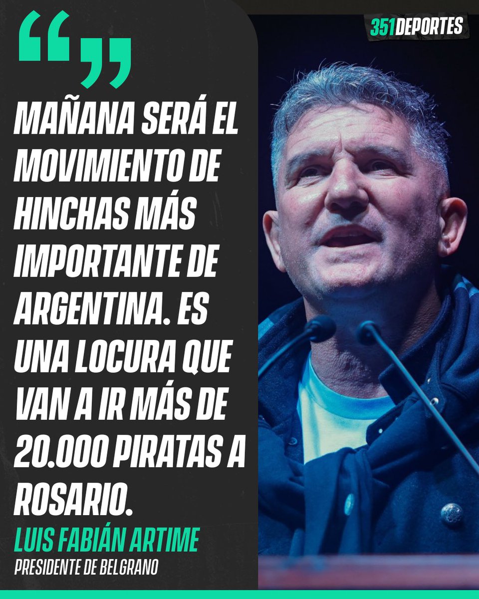 351Deportes's tweet image. 🏴‍☠️ “SERÁ EL MOVIMIENTO DE HINCHAS MÁS IMPORTANTE DE ARGENTINA”

🎙️ Luis Fabián Artime habló con @FanaticosLVdos y se refirió al gran número de hinchas de #Belgrano que estarán presentes en la semifinal ante #ArgentinosJrs.