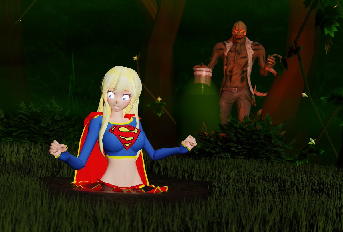 "Spookoree - 22 - Scarecrow"

Supergirl had landed right into Scarecrows trap.
Kryptonite laced fear-toxin had disabled Kara's powers leaving her helpless as she sank into the swamp!
#Blender3D #Quicksand #Damselindistress #クイックサンド #底なし沼 #クイックサンドの日 #dccomics