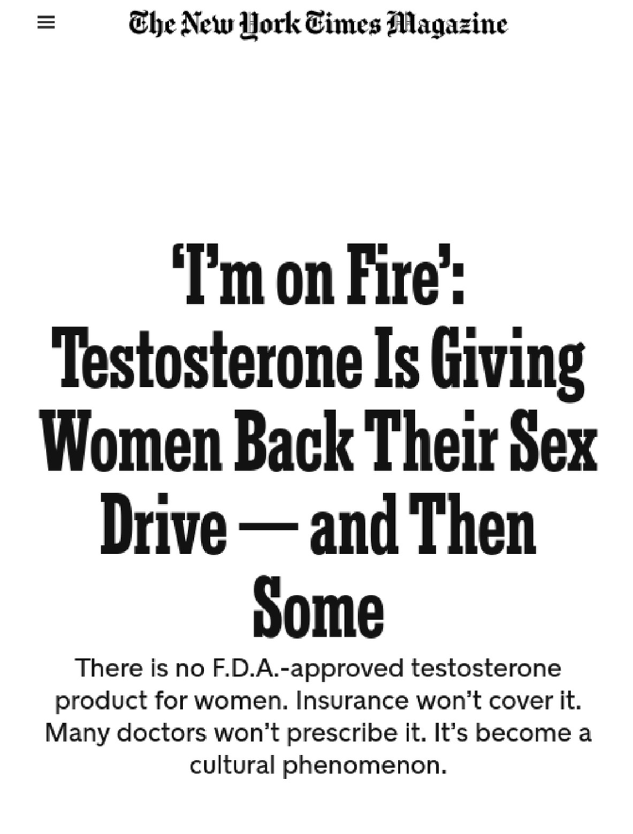 NYT when trans people take HRT in order to feel like themselves, nothing related to having sex: "What depravity! These sexual deviants! I bet they groom kids!"

NYT when c*s people literally taking HRT specifically for sexual reasons: "Oh well this is perfectly awesome!"