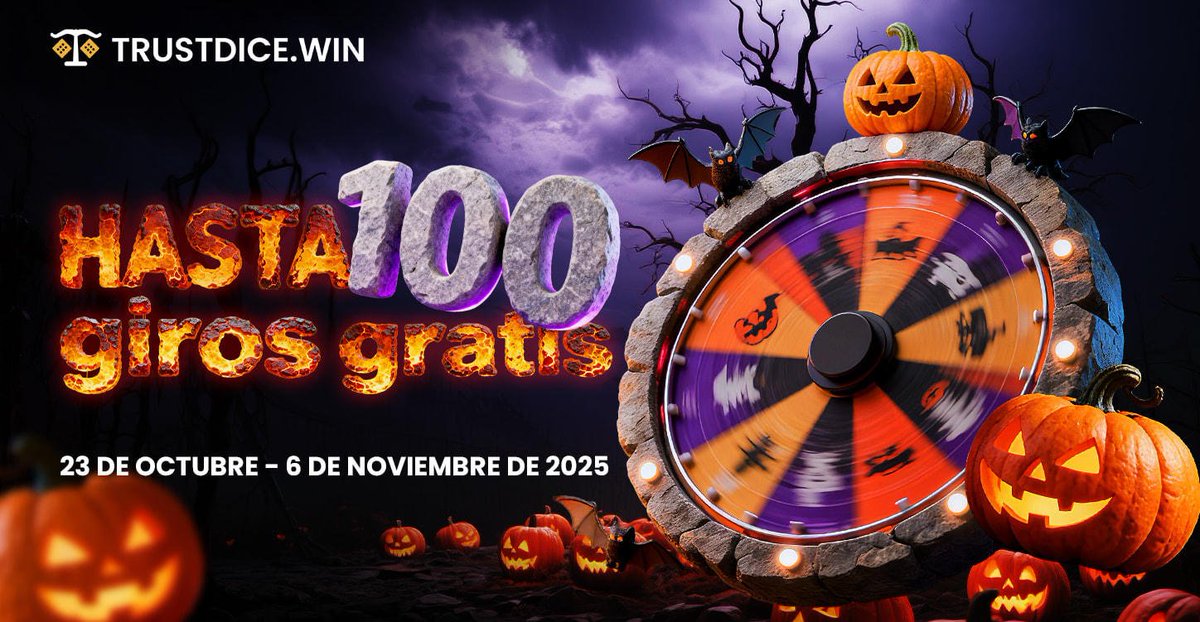🎃 Triki triki Halloween,
👻 quiero giros para mí!
💀 Si la ruleta yo hago girar,
🎡 la suerte me va a premiar!

Gira la rueda antes que desaparezca 
👉cutt.ly/Sr89CxUH
