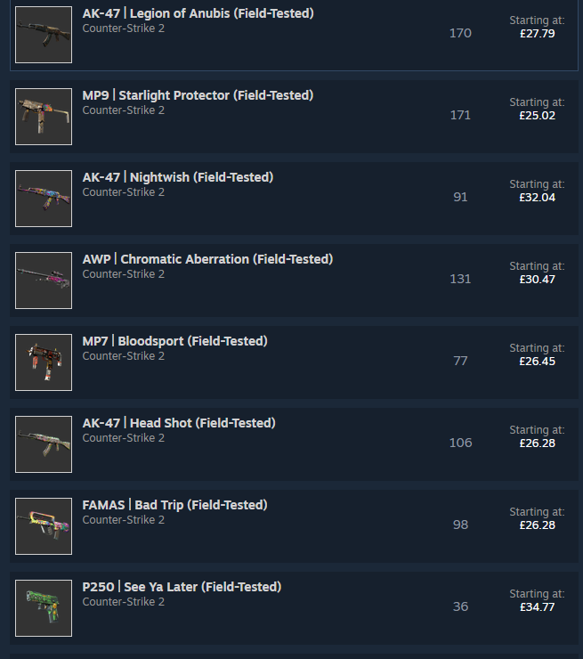 SlothHubYT's tweet photo. Just a look at the market right now (about an hour after the update went live) and people pumping their shite converts out for trade up food. keep in mind for any would be investors, THESE KIVES AINT TRADABLE OR MARKETABLE
#CS2 https://t.co/4Xwc5Z24Ko