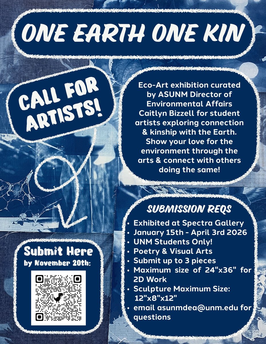 Call for Artists! Submit by 11/20 #ecoart
<a href="/asunmlobos/">ASUNM</a> <a href="/asunm_ce/">☆ COMMUNITY EXPERIENCE ☆</a> @asunmdea @unmgpsa <a href="/unmreslife/">UNM Residence Life & Student Housing</a> @santaclara_hall @hokona_hall @unm.rva @coronado.hall @lobovillage @casasdelriounm @unmartslab @unmsust @unm_art @unm_rha @unmgreeks @unmsac @unm_recservices <a href="/UNM/">Univ. of New Mexico</a>