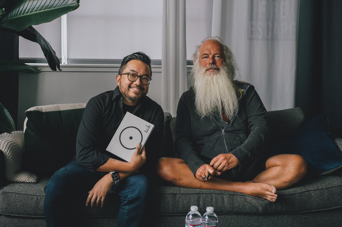 Met the legend <a href="/RickRubin/">Rick Rubin</a> today

In society there are a few people who are there to help birth things that touch billions of people, that leave them changed. It's all we hope to do.

Rick's way of bringing about coherence from creators he works with is special in all the world.