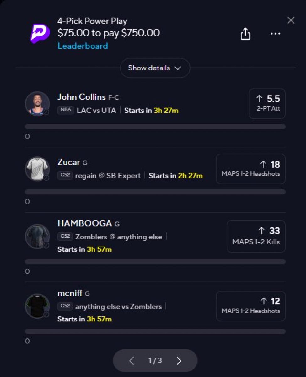 PrizePicks CS2 / NBA Stream Sweat ☢️

❤️ if tailing ❤️

$40 to somebody who likes WHEN this hits ‼️‼️

It’s gonna be a REAL BUSY night and we will be RICHHHH 😈

77 likes if you want some more NBA slips for the huge slate 👀👀👀