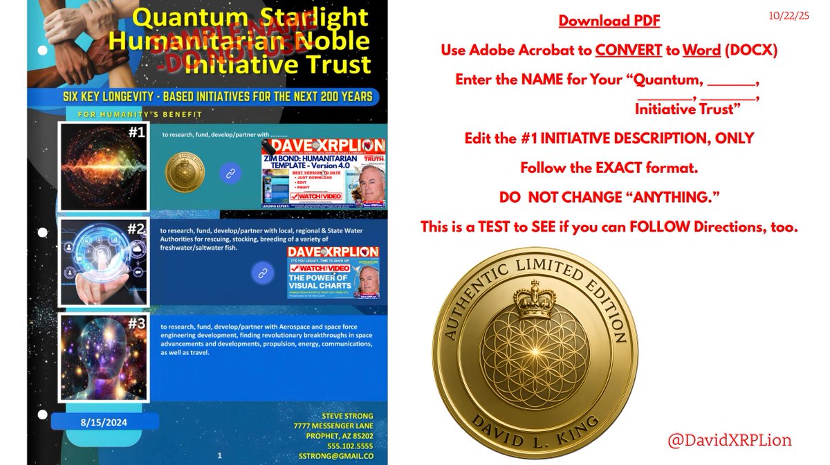 DavidXRPLion's tweet image. 🚨🚨LINK, REPOST &amp;amp; SHARE: 🚨🚨 Here&apos;s a BRAND NEW LINK with over 2M+ Downloads -- the FAMOUS... &quot;Humanitarian Initiative Trust (Template)&quot; Susan Price &amp;amp; I worked together on to make available (ONLY FOR THOSE CHOSEN &amp;amp; CALLED TO BE &quot;HUMANITARIANS.&quot;) 
publuu.com/flip-book/2941…
This is…