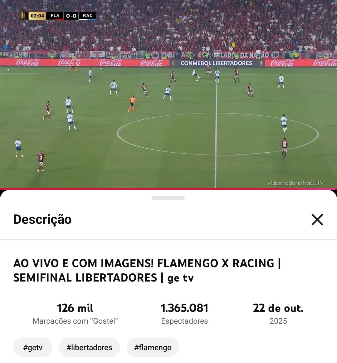 Andersonofc02's tweet image. #Getv #Libertadores  1M na ge tv assistindo #Flamengo x #Racing