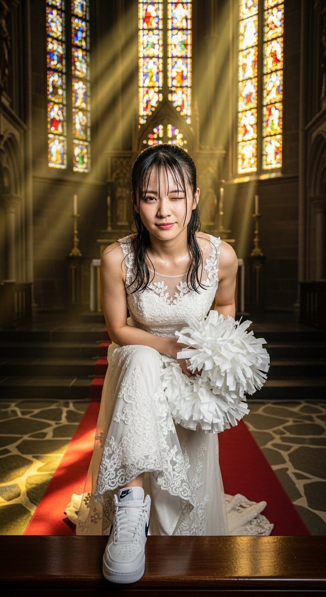 LastLoserDH's tweet image. #AIart #AIgirl 
Cheerleaders in Chapel: 
Dress of Light #4