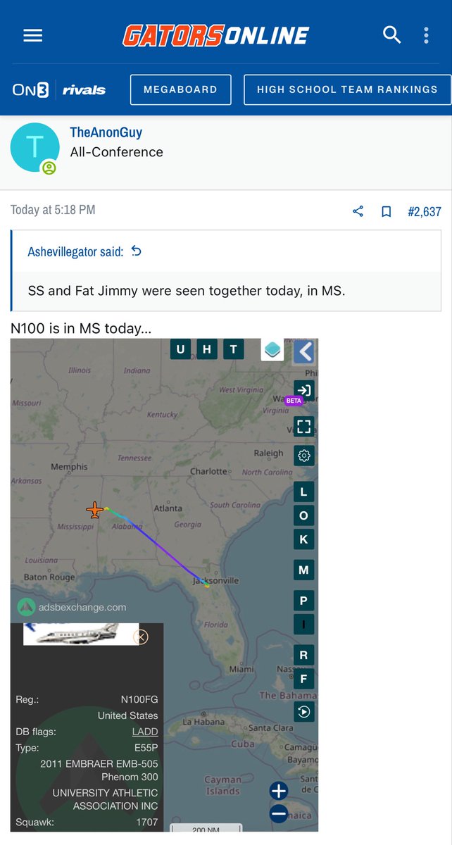🚨FLIGHT TRACKER ALERT 🚨 
#Florida’s plane was in #Mississippi today. You know what that means…