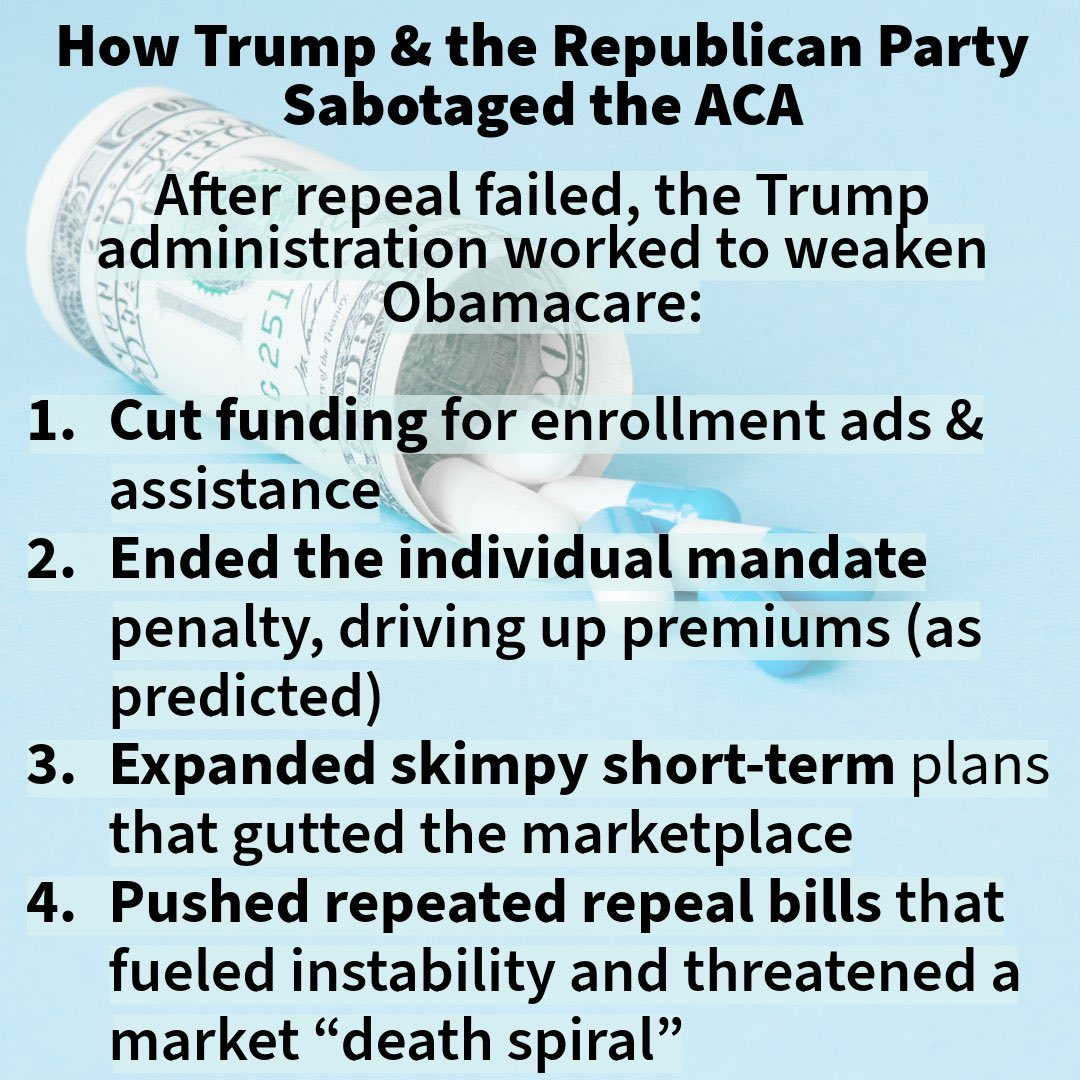 DeniseSontag's tweet image. Actually, Republicans WRECKED Obamacare, it was working as intended, then Republicans chipped away at it.