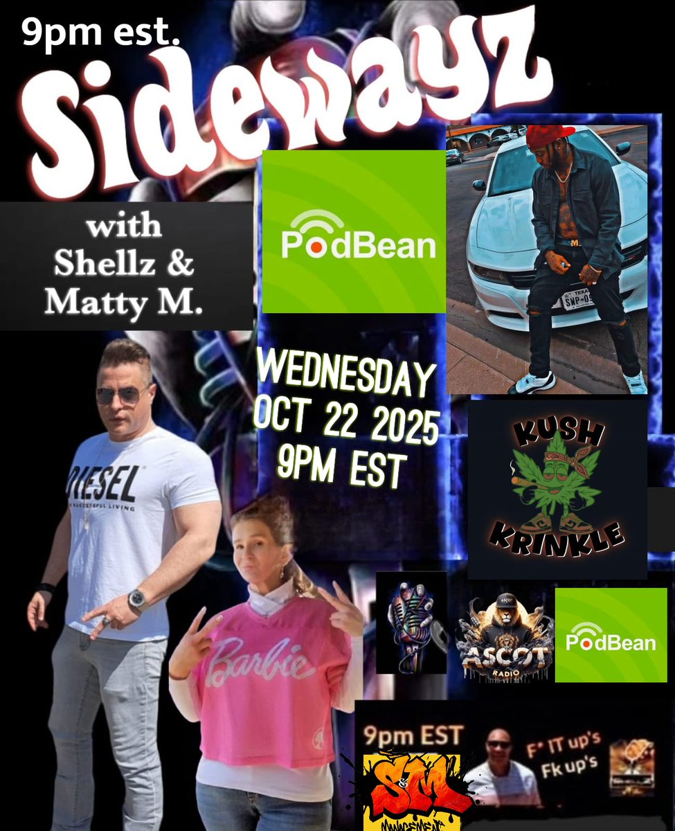 MattyManagement's tweet photo. Tonight at 9pm Est. Sidewayz With Shellz & Matty M.
With Special Quest Kush Krinkle.
@SidewayzWithSM @sbug926 @MattyManagement @Kush_Krinkle @podbean
#SidewayzWithShellzandMattyM #Shellhigh #MattyM https://t.co/JUSEDPM4qY