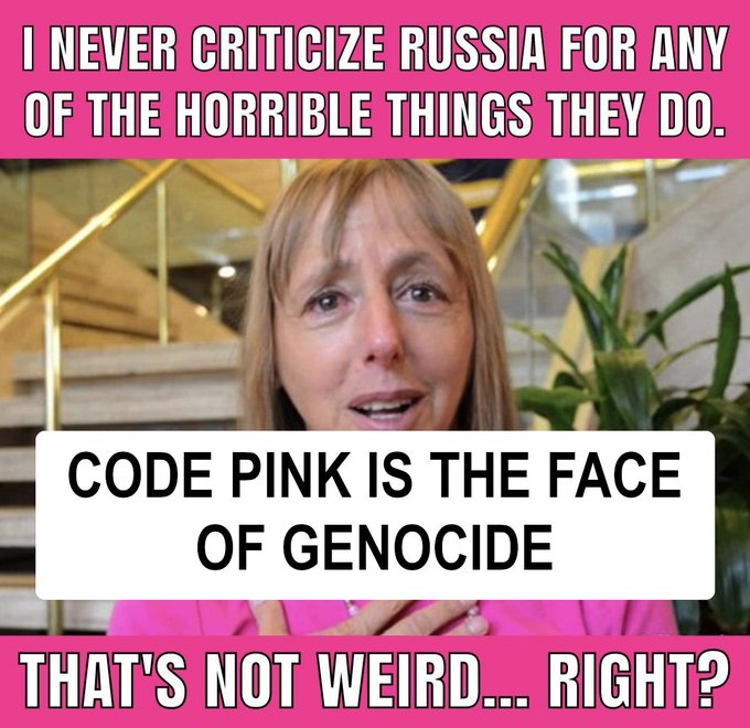 WstLondonGarden's tweet image. #TrueStory: #codepink is a Chinese psyop, funded by them to muddy the waters on their treatment of the #Uighurs. But do your own research and find a single time she has criticised them or Russia stealing thousands of children... 
Putin is a wanted war criminal for a reason.
