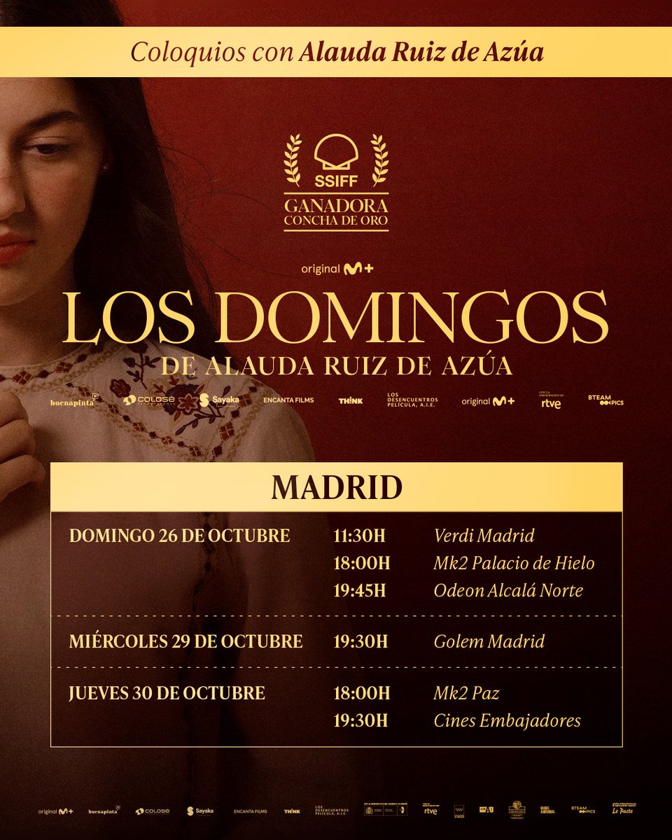 BTeamPictures's tweet image. 📣¡A partir del viernes hemos preparado coloquios de #LosDomingos con Alauda y el resto del equipo en diferentes ciudades!
👉Busca tu cine más cercano en: bteampictures.es/los-domingos