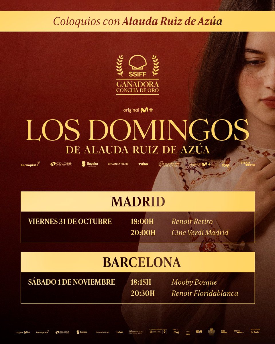 BTeamPictures's tweet image. 📣¡A partir del viernes hemos preparado coloquios de #LosDomingos con Alauda y el resto del equipo en diferentes ciudades!
👉Busca tu cine más cercano en: bteampictures.es/los-domingos