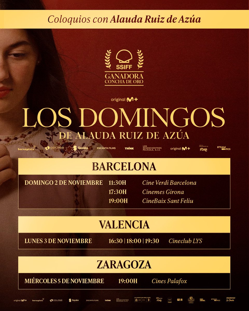 BTeamPictures's tweet image. 📣¡A partir del viernes hemos preparado coloquios de #LosDomingos con Alauda y el resto del equipo en diferentes ciudades!
👉Busca tu cine más cercano en: bteampictures.es/los-domingos